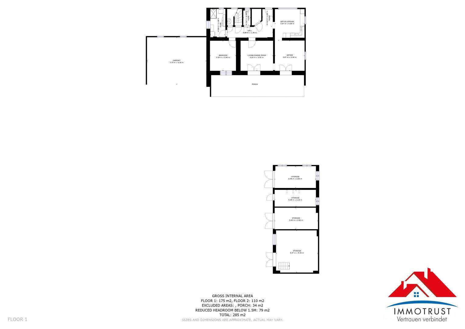 Grundrissplan Erdgeschoss Wohnhaus & Nebengelass