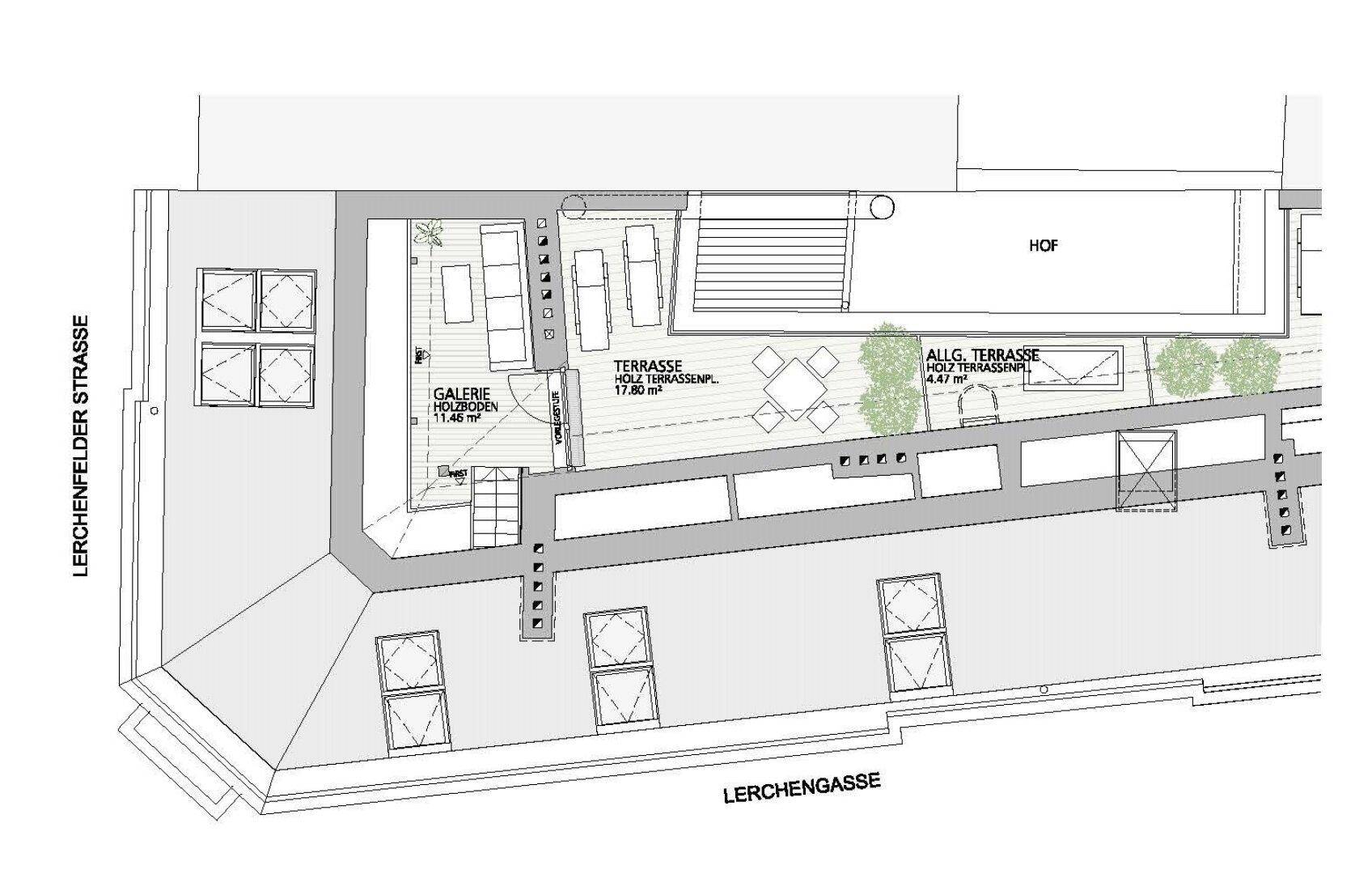 Plan: Galeriebereich + Terrasse