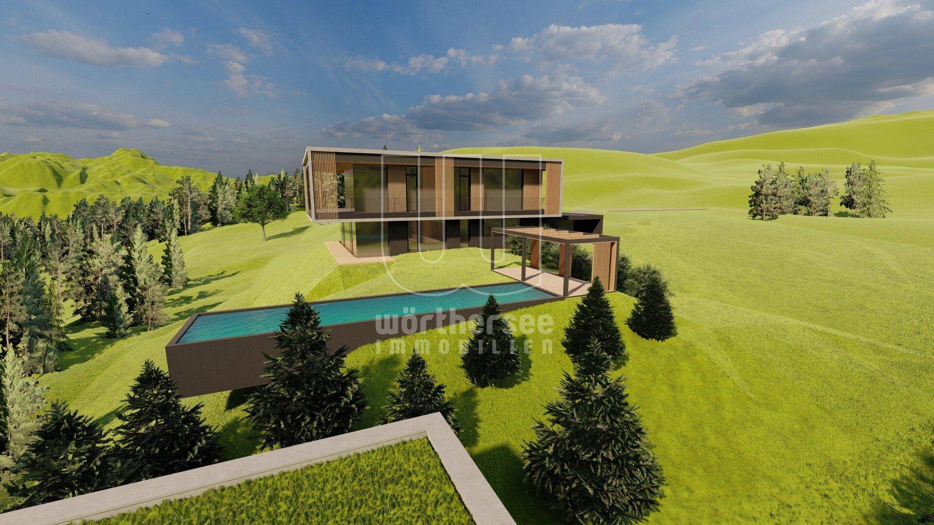 Visualisierung Haus+Pool+ Gästehaus