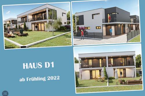 4-Zimmer Doppelhaushälfte in Ziegelmassivbauweise mit Balkonen, Terrasse und Garten / ab Sommer 2022 / Haus D1