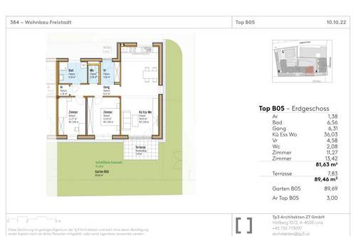 Top B05 im Baumwerk Freistadt! 81,63 m² WNFL + 89,69 m² Garten + Terrasse, 3 Zimmer, Küche optional, inkl. Tiefgarage!