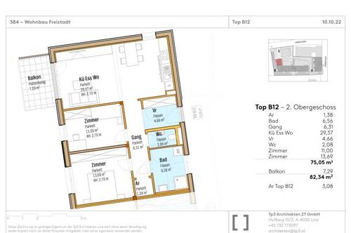 Top B12 im Baumwerk Freistadt! 75,05 m² WNFL + Balkon, 3 Zimmer, Küche optional, inkl. Tiefgarage!