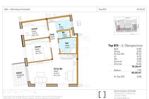 Top B13 im Baumwerk Freistadt! 76,26 m² WNFL + Balkon, 3 Zimmer, Küche optional, inkl. Tiefgarage!