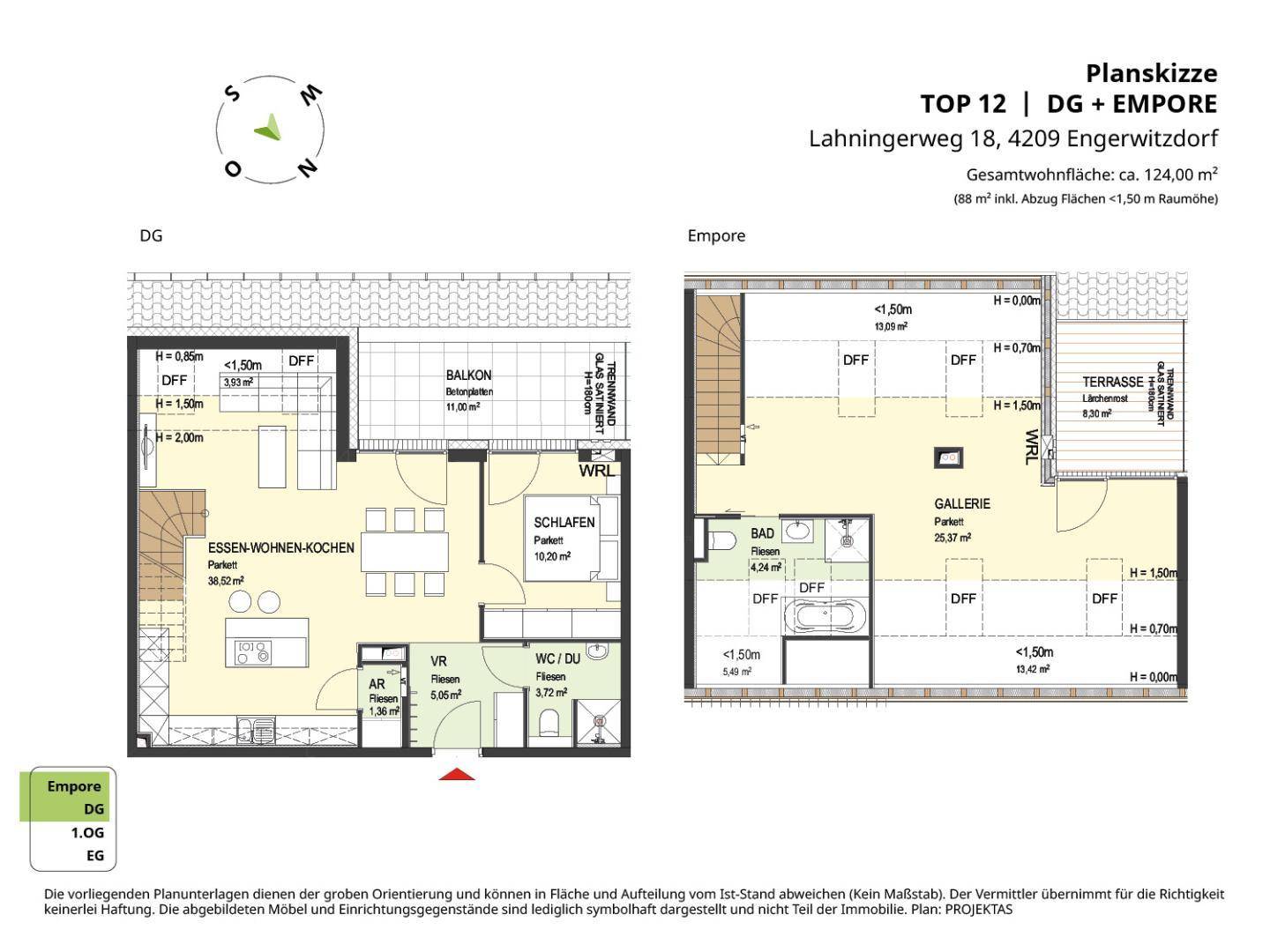 Planskizze Top 12 - 124 m²