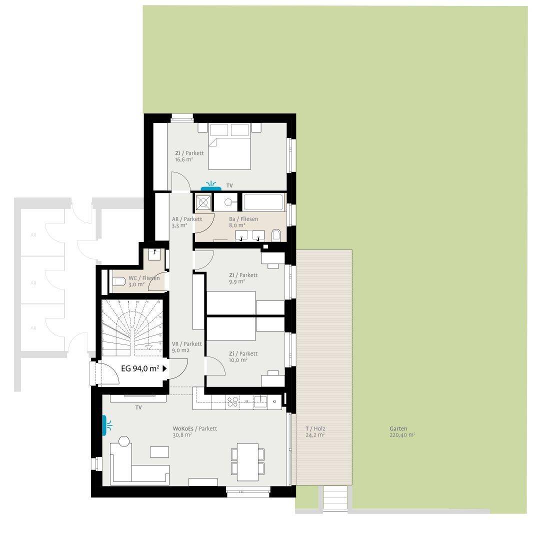 Grundrissplan 4-Zimmer-Wohnung