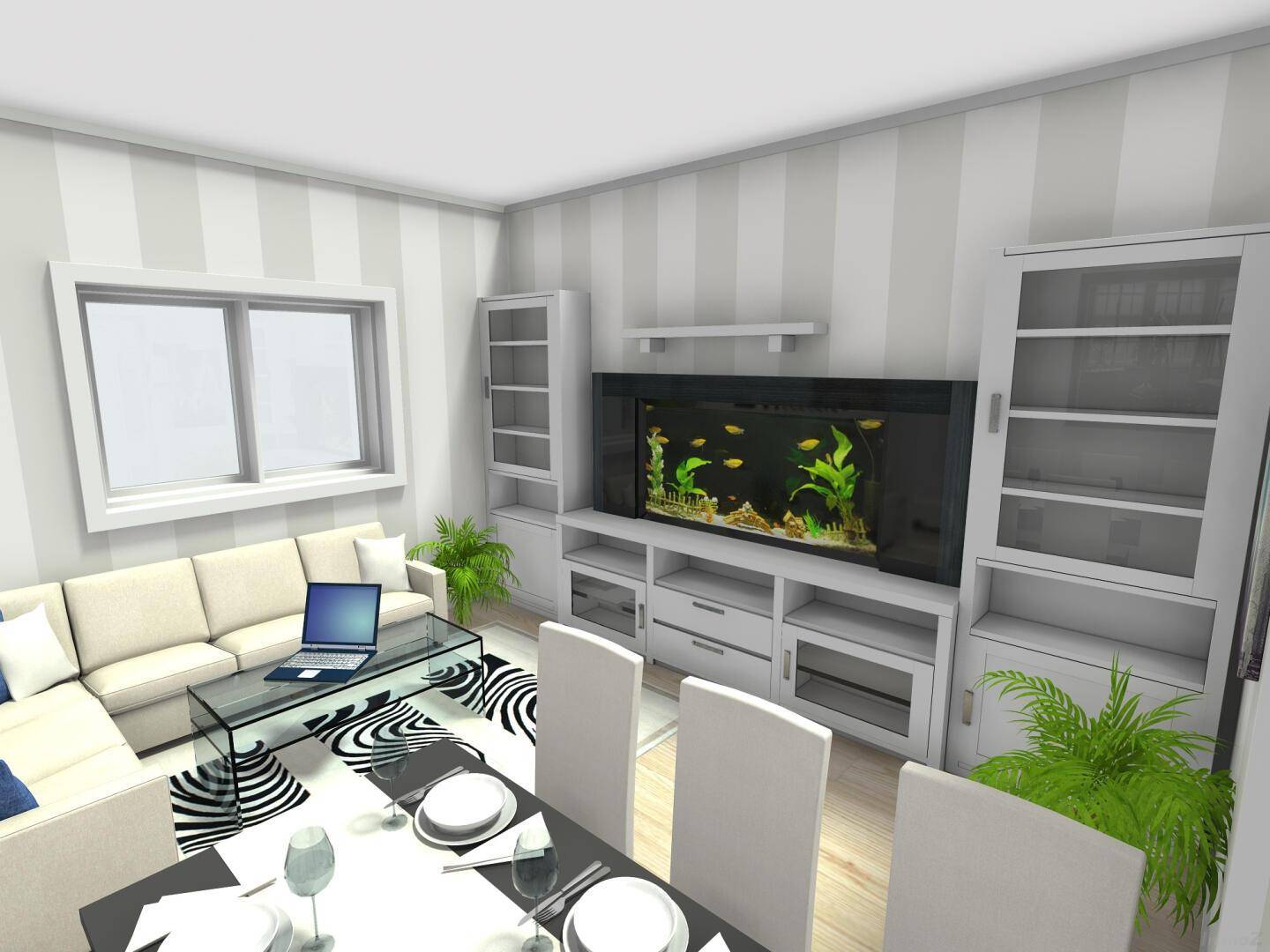 02 Wohnzimmer mit Essbereich - 3D Foto
