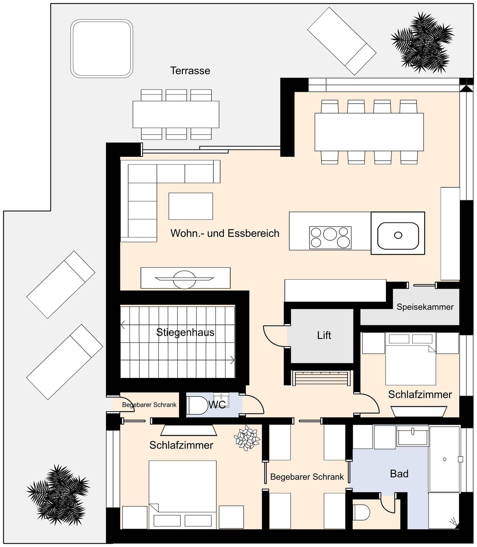 Grundrissplan ohne Maßstab Penthouse