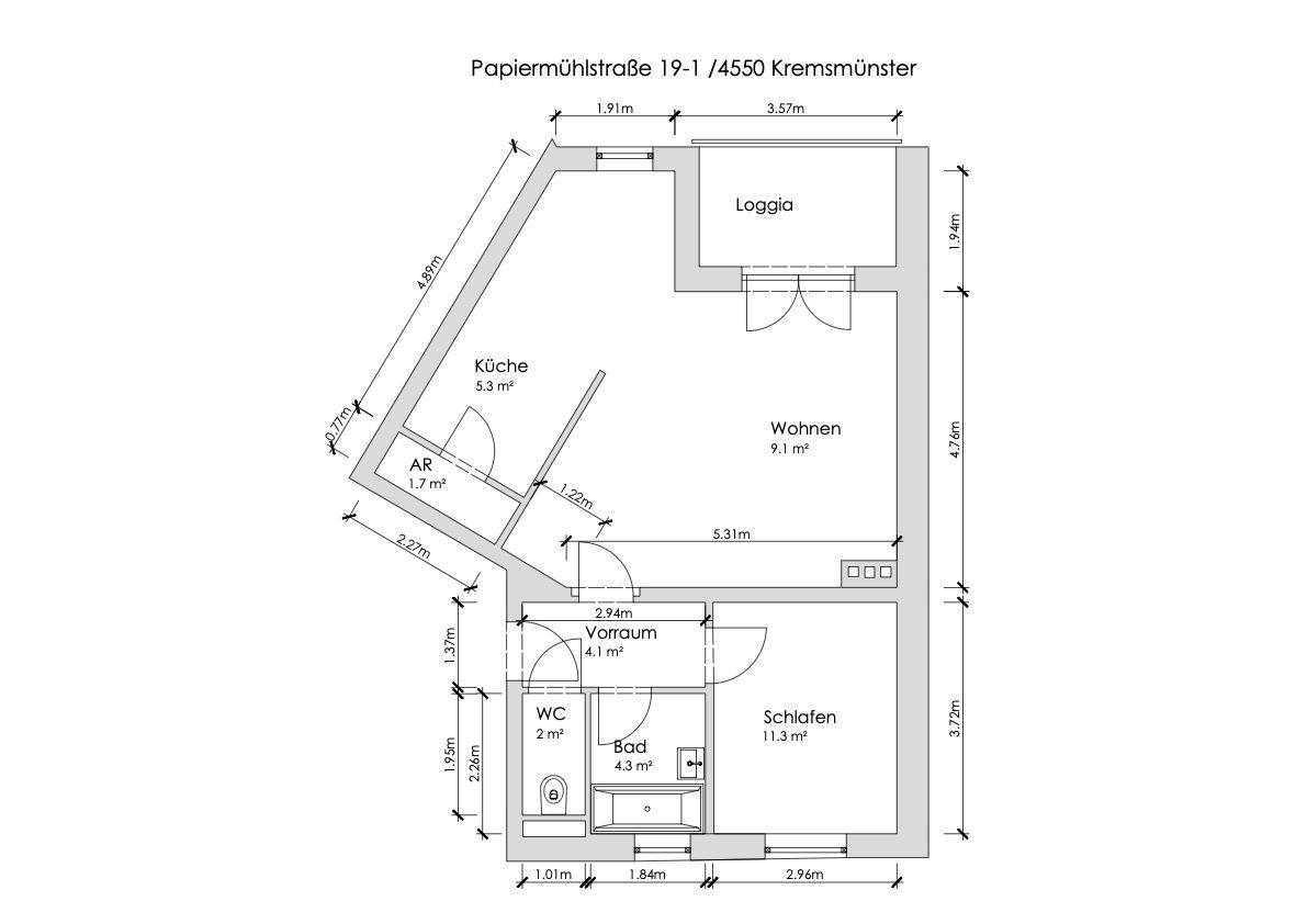 Wohnungen Linz-8) Papiermühlstraße 19-1