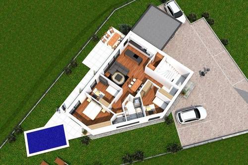 „Neu“ Erlesene Wohnkultur im Dorfzentrum von Bergheim Schicke 4-Zimmer-Gartenwohnung mit Privatpool