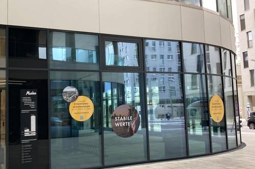 PROVISIONSFREI-Geschäftslokal mit großer Glasfassade bei U-Bahn Station im Marina Tower zu vermieten