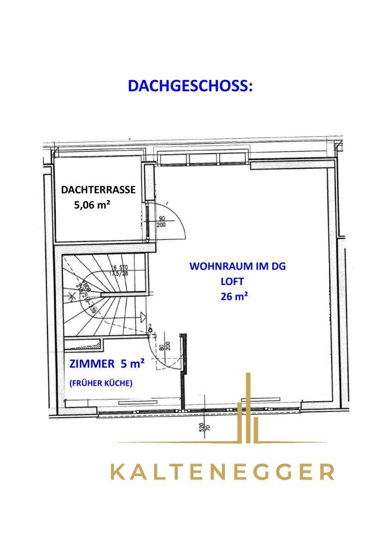 DG mit loftartigem Wohnraum, Dachterrasse und 1 weiteren Raum