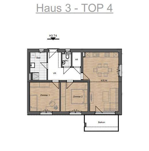 Grundrissplan Haus 3 Top 4