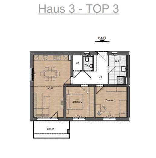 Grundrissplan Haus 3 Top 3