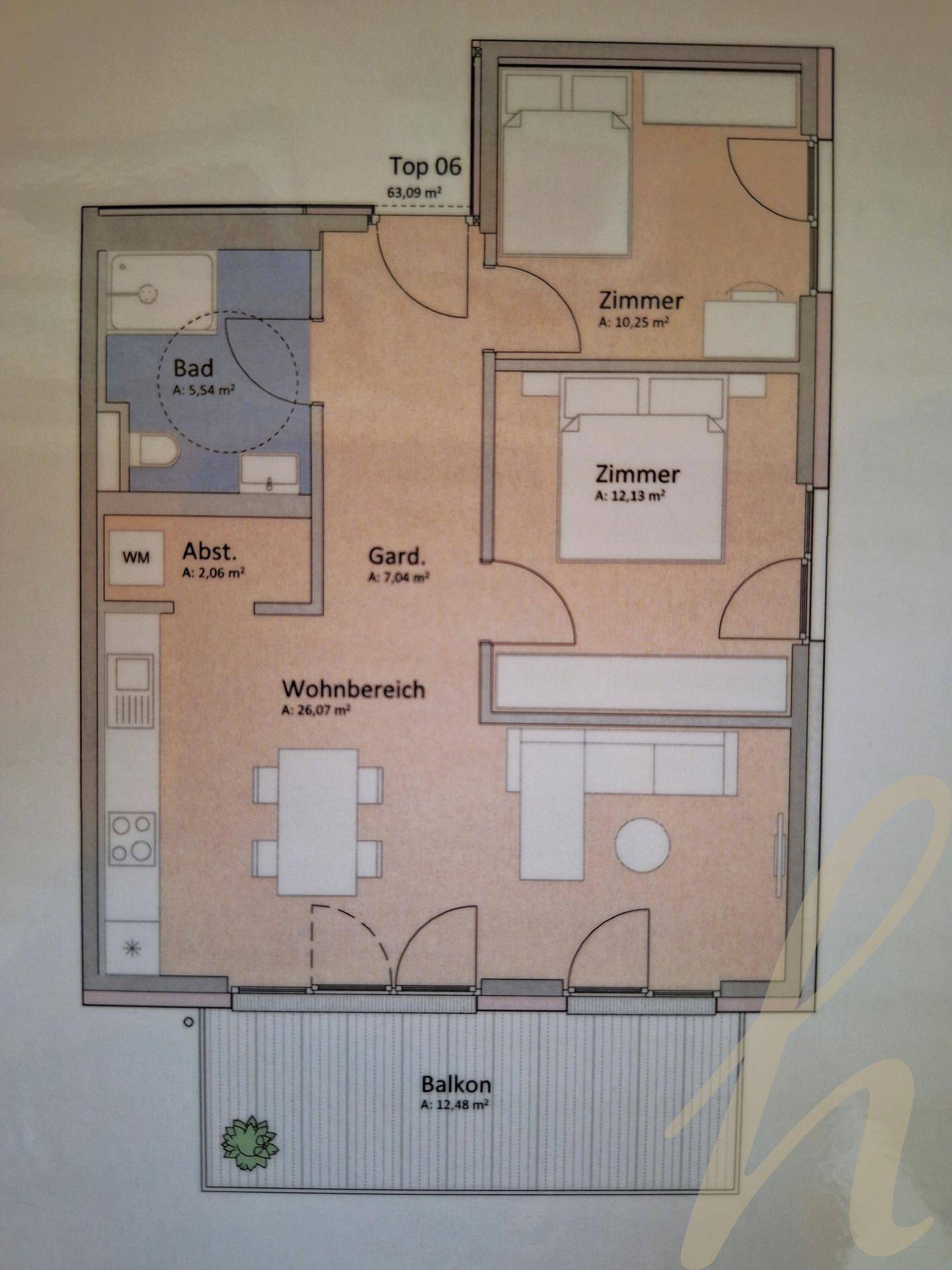 Grundrissplan 3-Zimmer-Wohnung Innsbruck - Petra Huber Immobilien TIROL